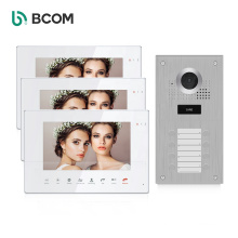 7 inch video doorbell with 3 monitors , visual door bell intercom home security system